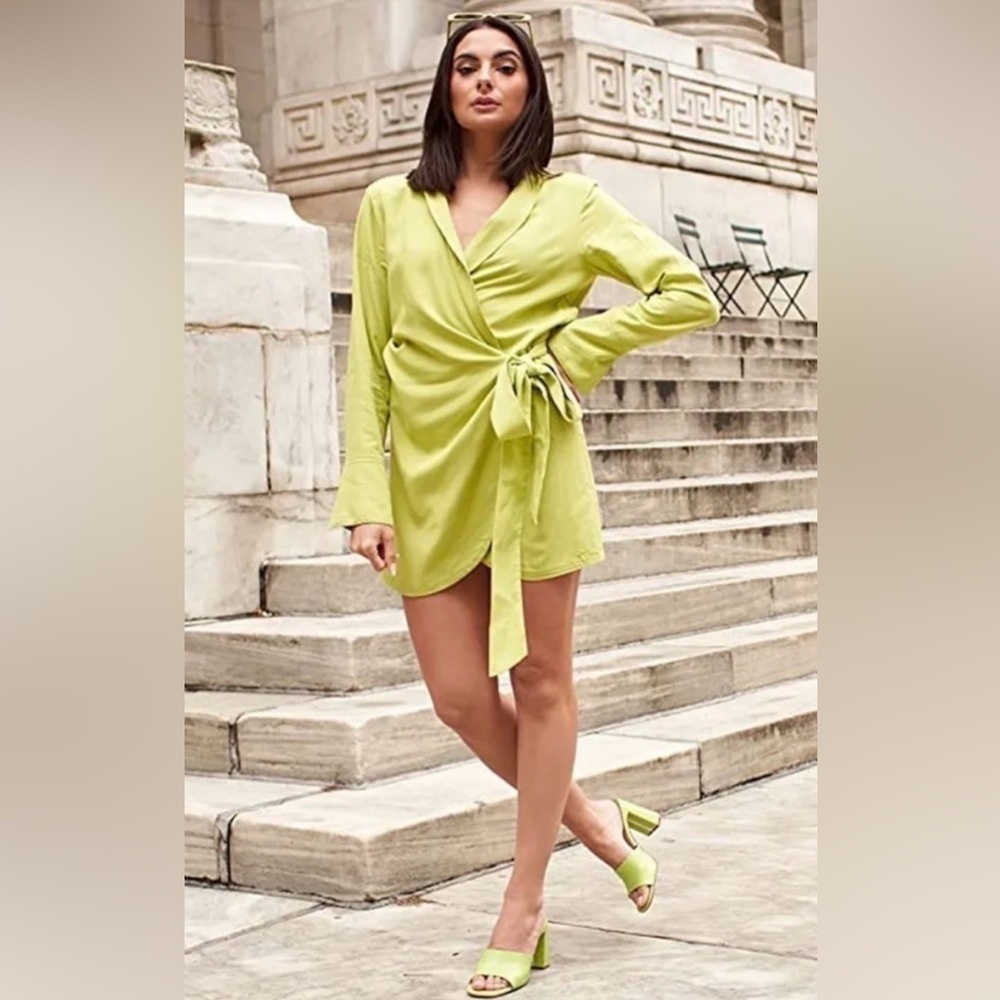 Paige DeSorbo Amazon The Drop Collection Lime Green Wrap Dress